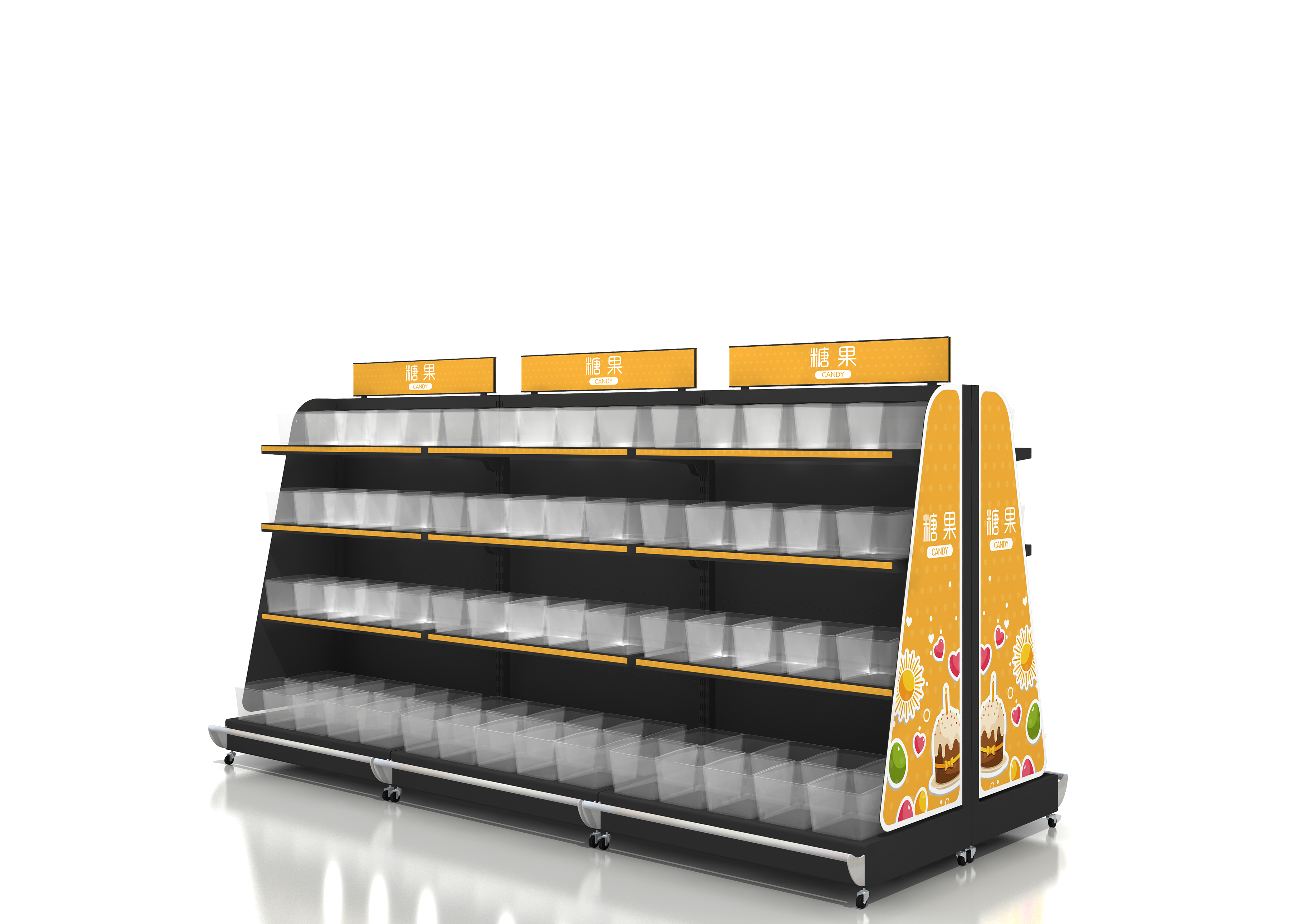 Ecobox EK-026-4 solución de exhibición de estante de estante de soporte de grano corto sin Top Led