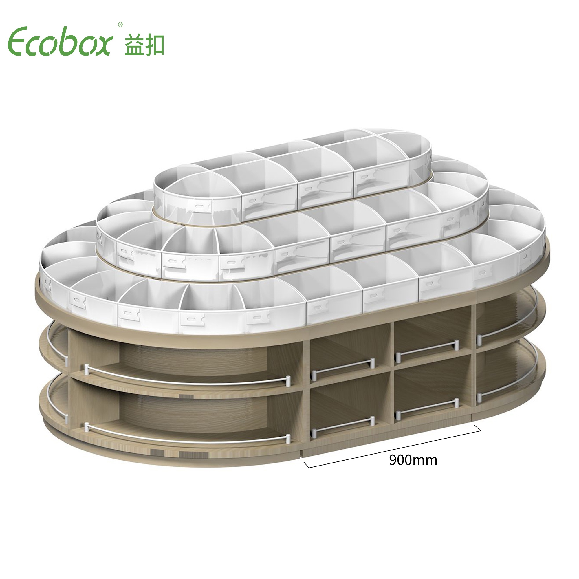 Estante redondo de la serie Ecobox G001 con exhibidores de alimentos a granel de supermercado de contenedores a granel Ecobox