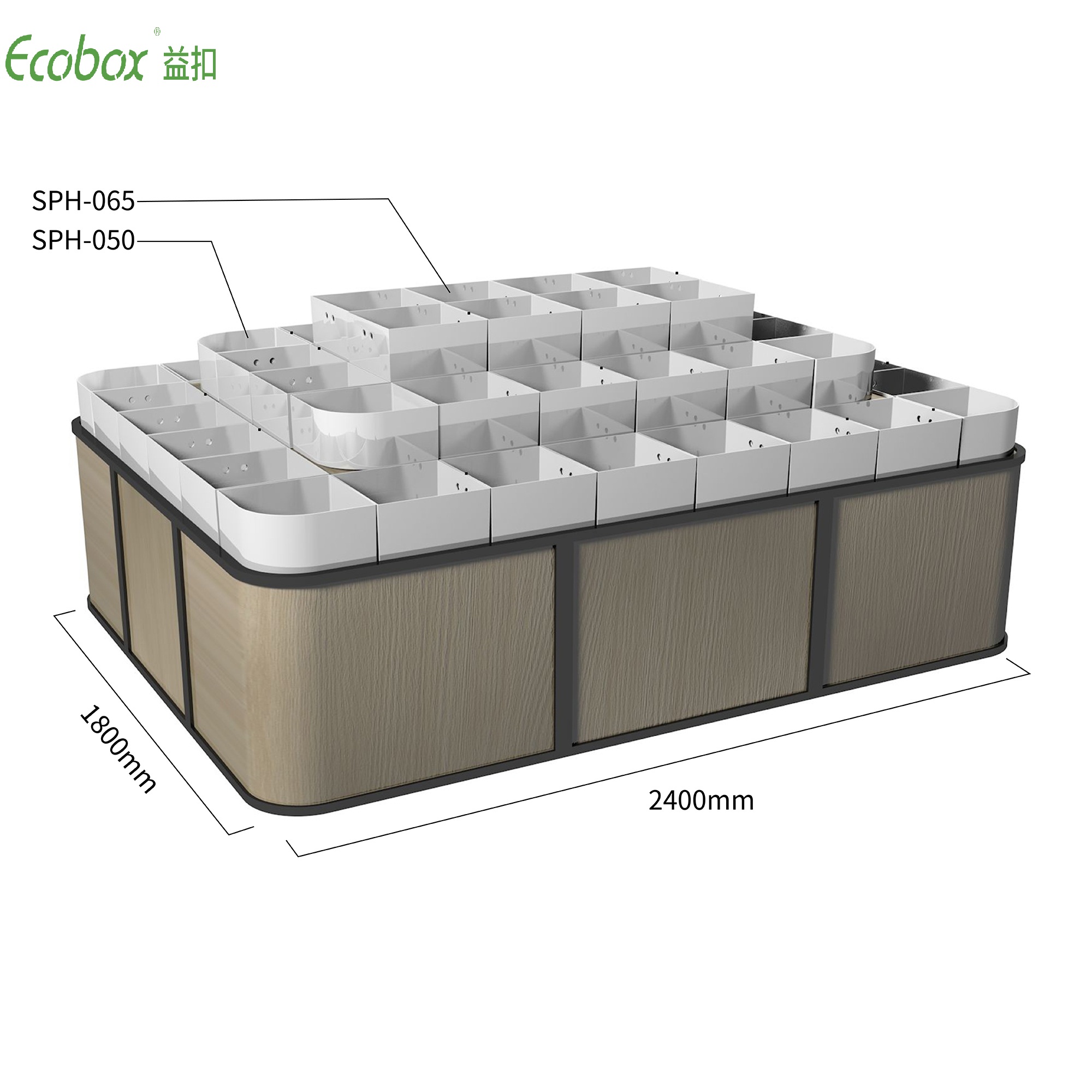 Estante de la serie Ecobox G004 con exhibidores de alimentos a granel de supermercado de contenedores a granel Ecobox