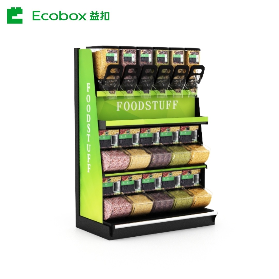 Ecobox EK-026-3 solución de exhibición en estante con soporte para granos cortos sin LED superior
