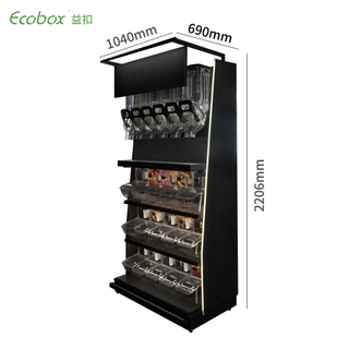 Ecobox TG-0615 Estante de exhibición de nueces dulces, solución pick n mix para comercialización a granel con contenedor por gravedad y contenedores con cuchara