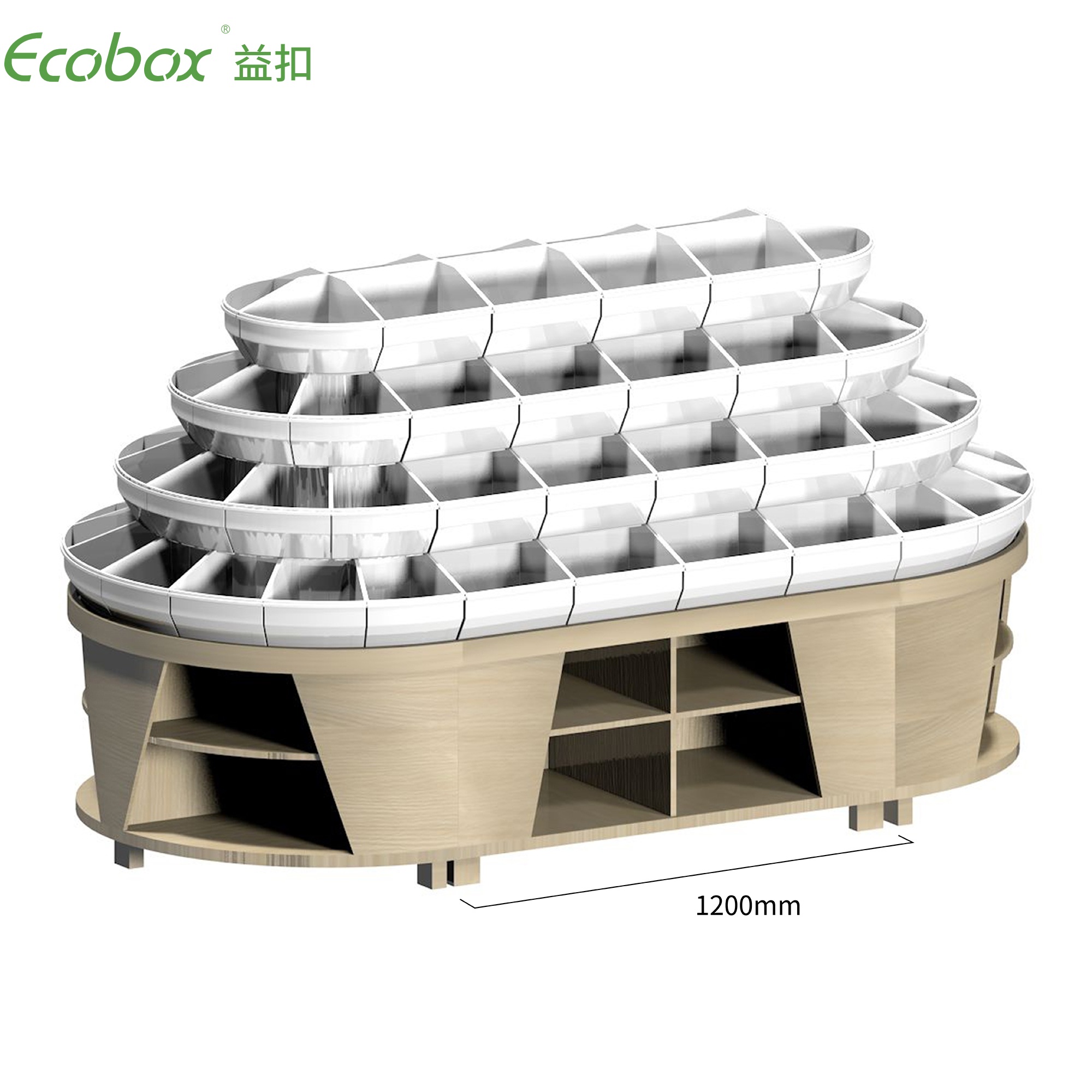 Exhibidores de alimentos a granel para supermercado Ecobox G010 con contenedores de supermercado Ecobox