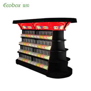 Estante de exhibición del soporte del caramelo del metal de Ecobox TG-06101A con los compartimientos de la cuchara color negro