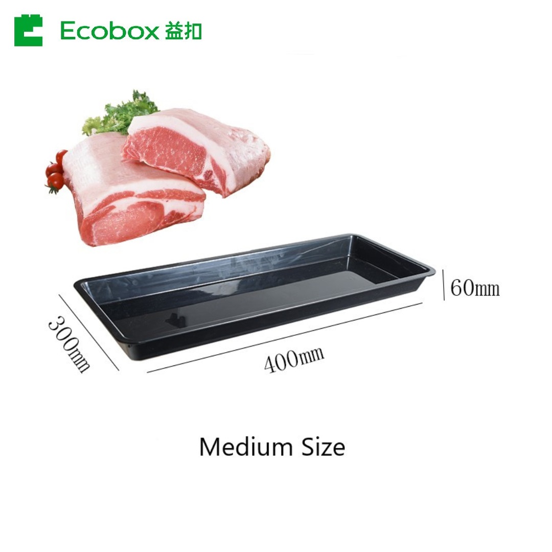 ECOBOX FZ-0401C Pantalla de carne a granel de plástico bandejas frescas para supermercado