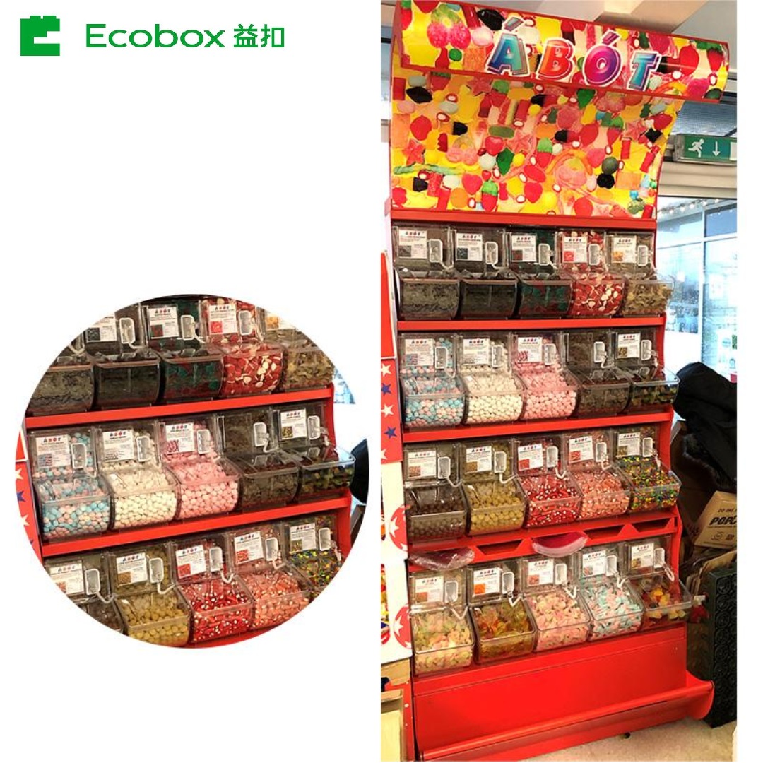 Estante de exhibición del soporte del caramelo del metal de Ecobox TG-06101A con los compartimientos de la cuchara 