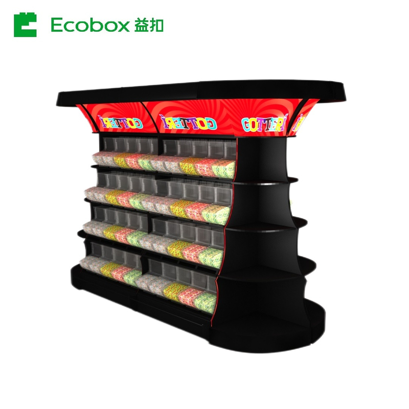 Estante de exhibición del soporte del caramelo del metal de Ecobox TG-06102A con los compartimientos de la cuchara color negro